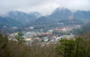 downtown Gatlinburg in winter