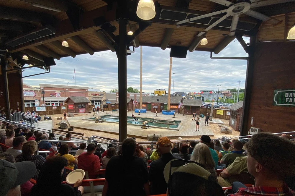 watching Paula Deen's Lumberjack Feud Supper Show from covered grandstand